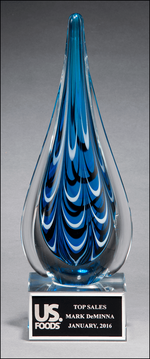 Blue and Black Teardrop Art Glass