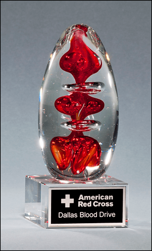 Egg-Shaped Red Art Glass