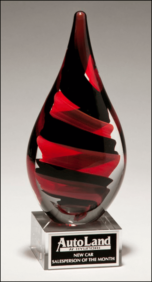 Black and Red Helix Art Glass Award