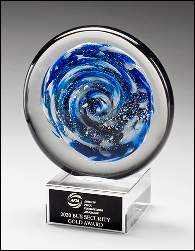Blue and White Disc Art Glass
