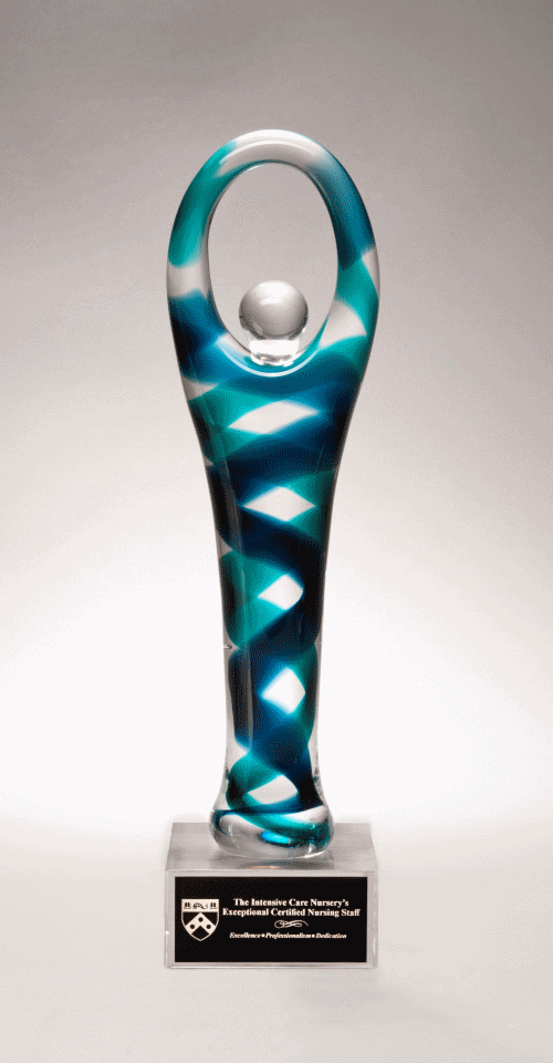 Blue Swirl Victory Art Glass