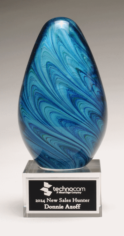 Blue and Green Egg Shaped Art Glass