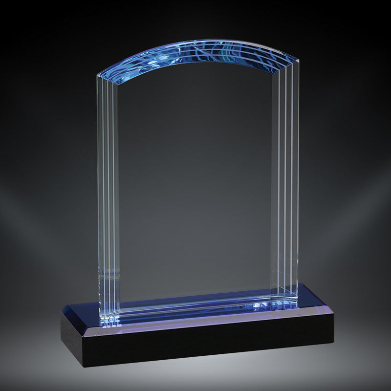 Clear arch crystal with blue crystal base