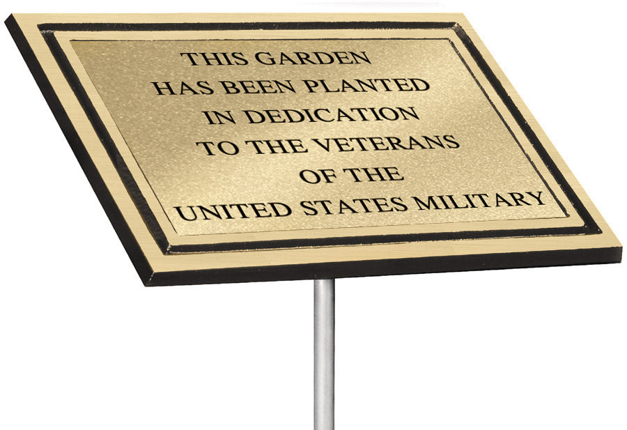 gold aluminum Garden Memorial Plaque with post