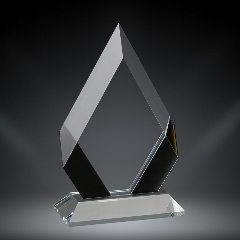 Crystal diamond award with black side panels
