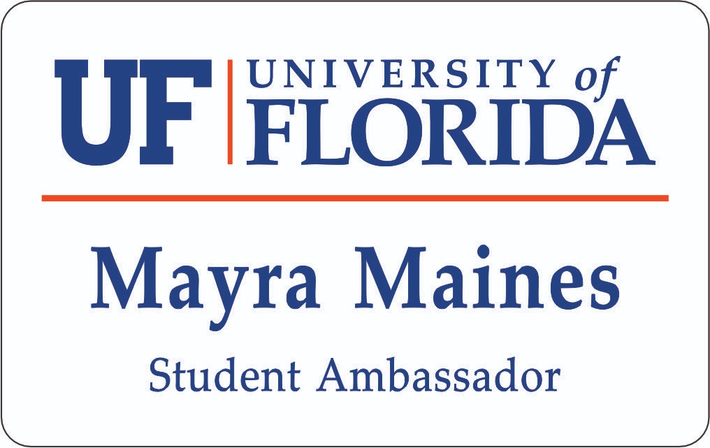 UF Nametag, full color print on white plastic