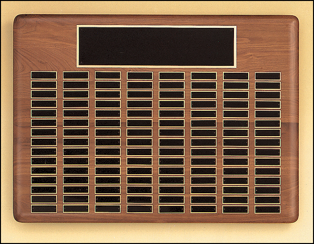 Large Walnut Perpetual Plaque With Black Plates