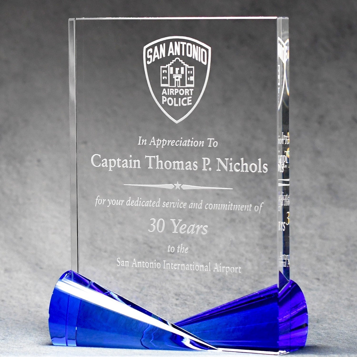 Clear Crystal with Bow-Tie Blue & Red Accents   ÂÂ