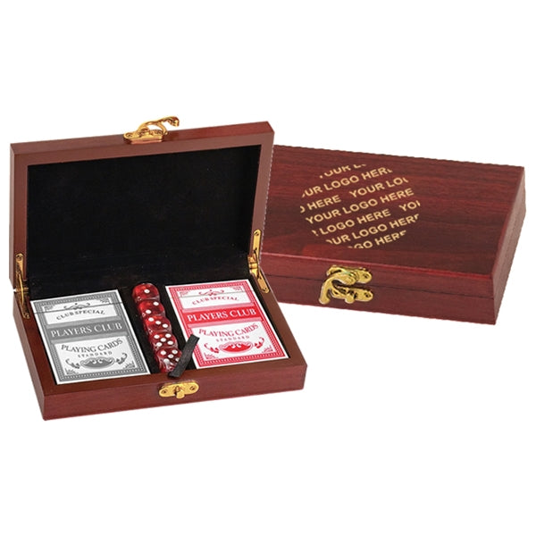 Rosewood Finish Card and Dice Set