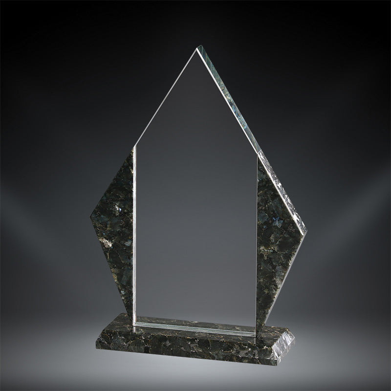 glass and black marble diamond award