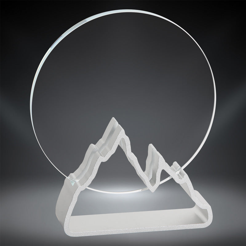 Circle Glass Award with Silver Mountain Stand