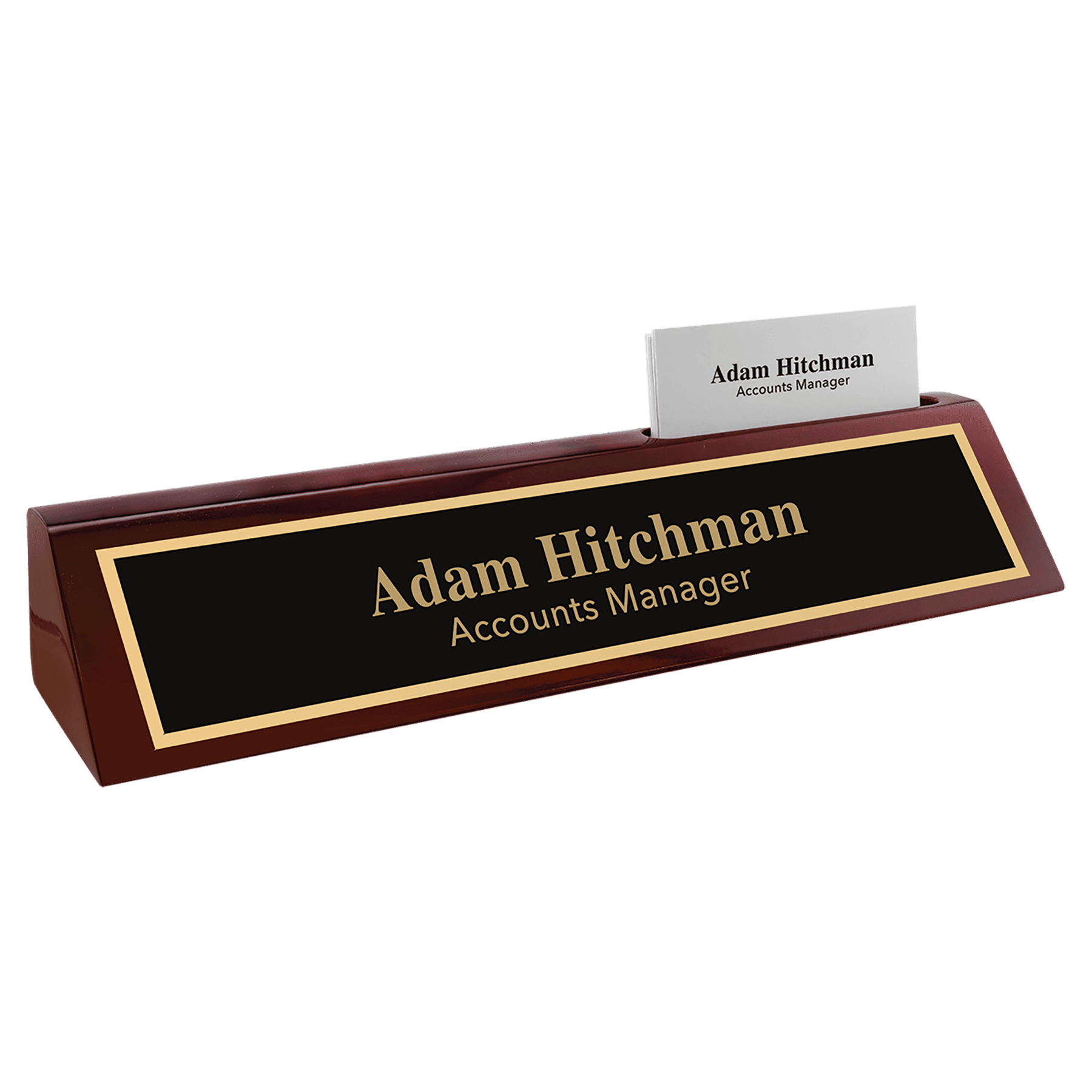 10 inch red piano finish desk wedge with slot for business cards