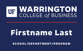 Warrington Name tag with name on one line and school, program, or department below name